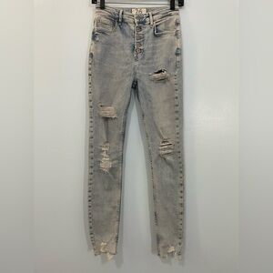 We The Free Blue High Rise Slim Destroyed Jeans 26
